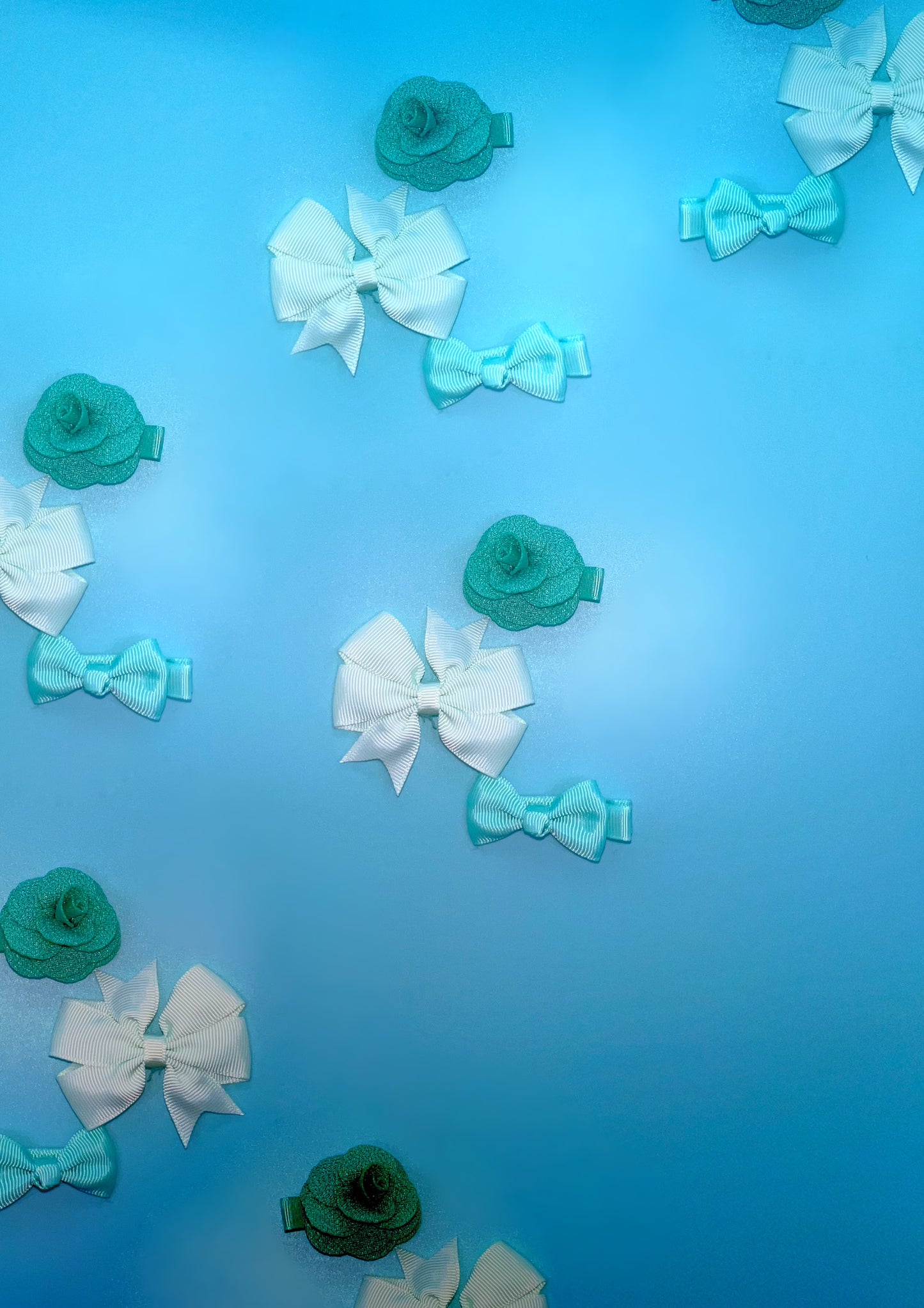 bow and flower hair clips