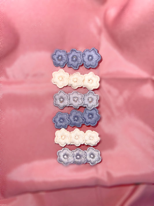 Flower embroidery hair clips