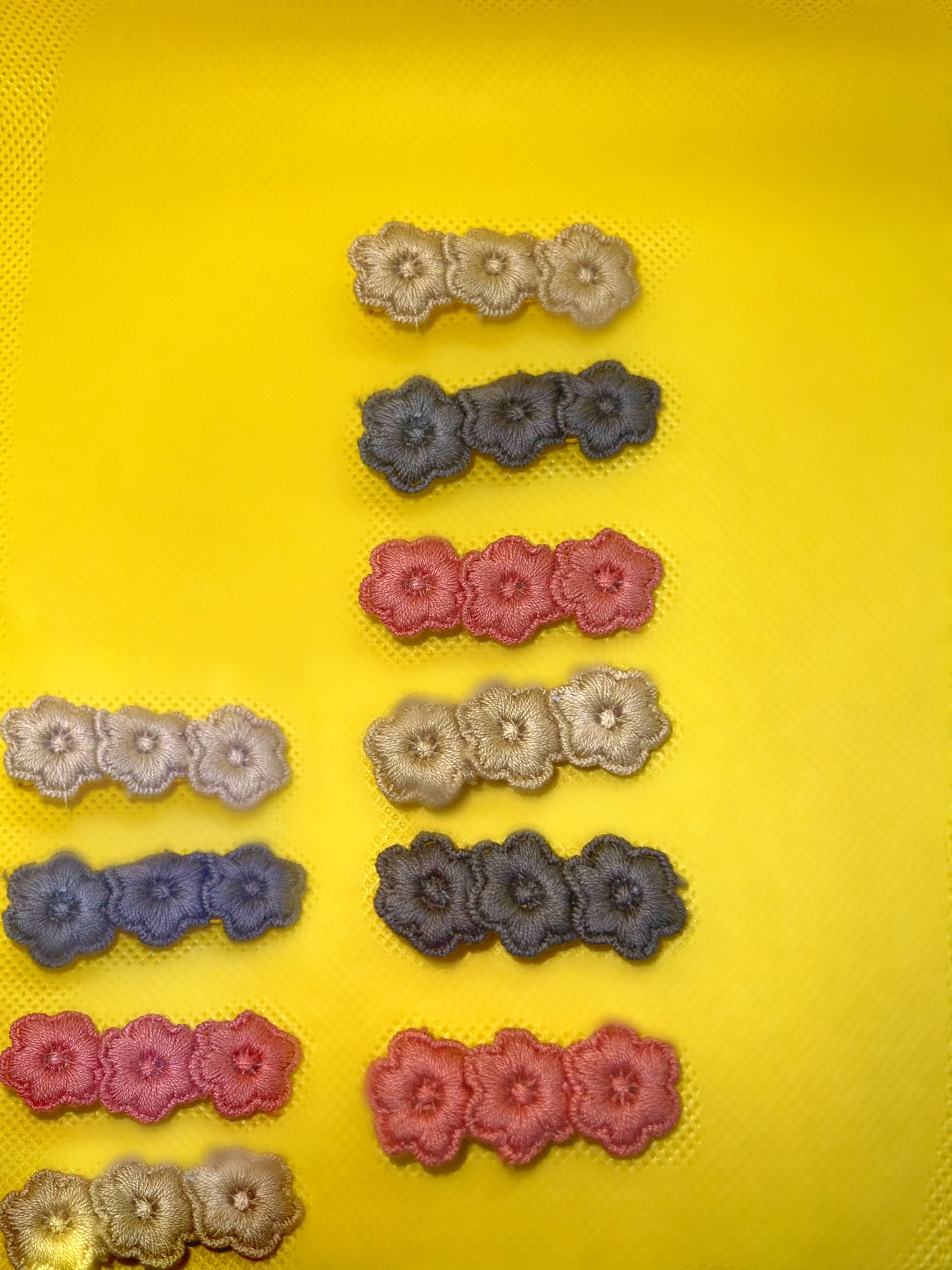 Flower embroidery hair clips