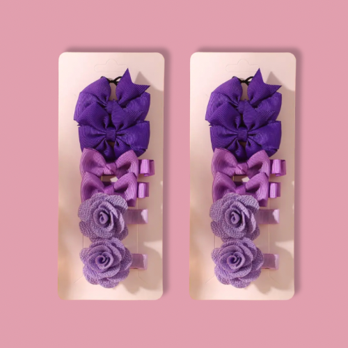 bow and flower hair clips